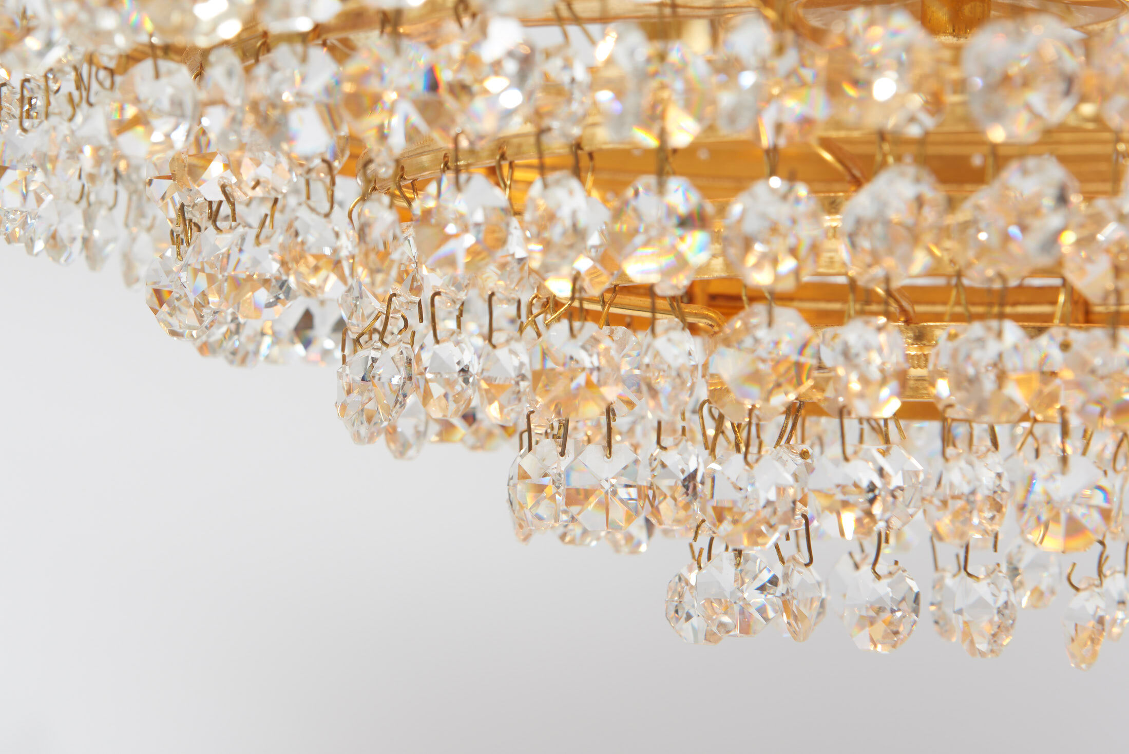 Hollywood Regency style brass and crystal chandelier by Palwa