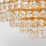 Lustre Hollywood Regency style en laiton et cristal de Palwa