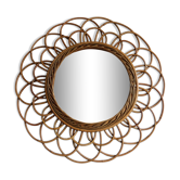 Miroir soleil en rotin
