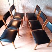 6 chaises scandinave teck et skaï vintage 1960