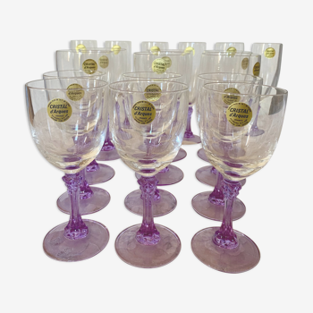 18 verres en cristal série Lilas vintage