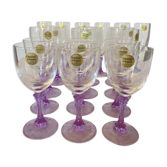 18 verres en cristal série Lilas vintage