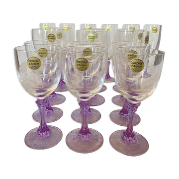 18 vintage Lilac series crystal glasses