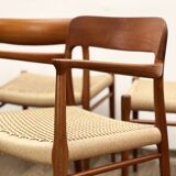 Mid Century Teak Dining Chairs by Niels O. Møller for J.L. Moller, Model 56 & 75 with papercord seat