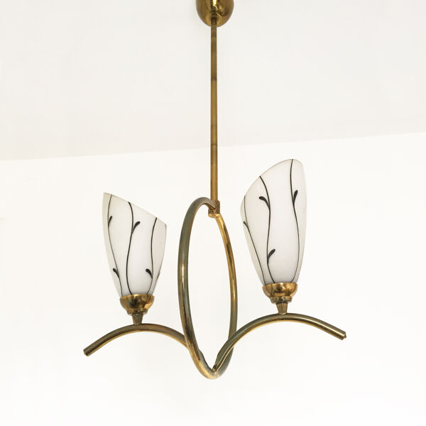 Suspension Verre Et Laiton 1950