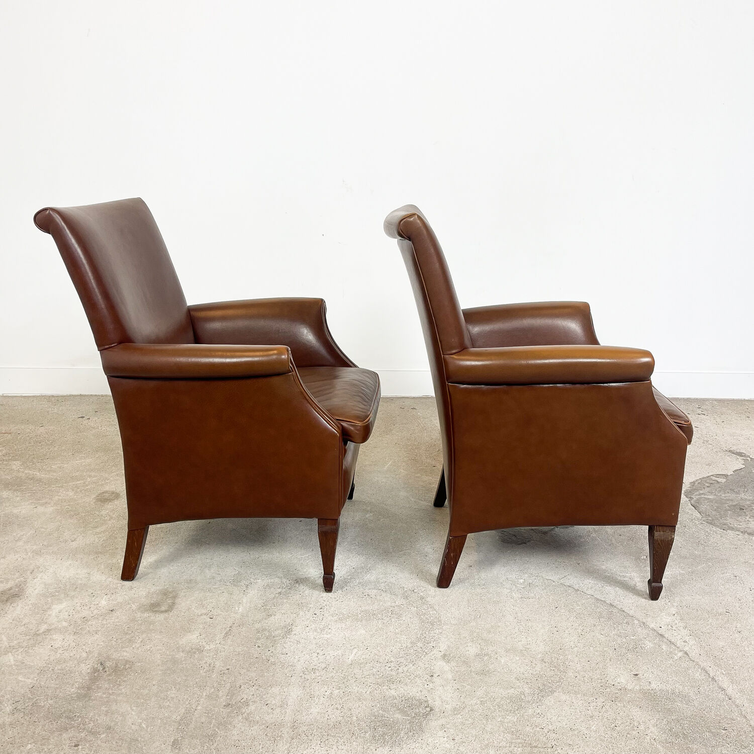 Ensemble de deux fauteuils en cuir vintage Delft