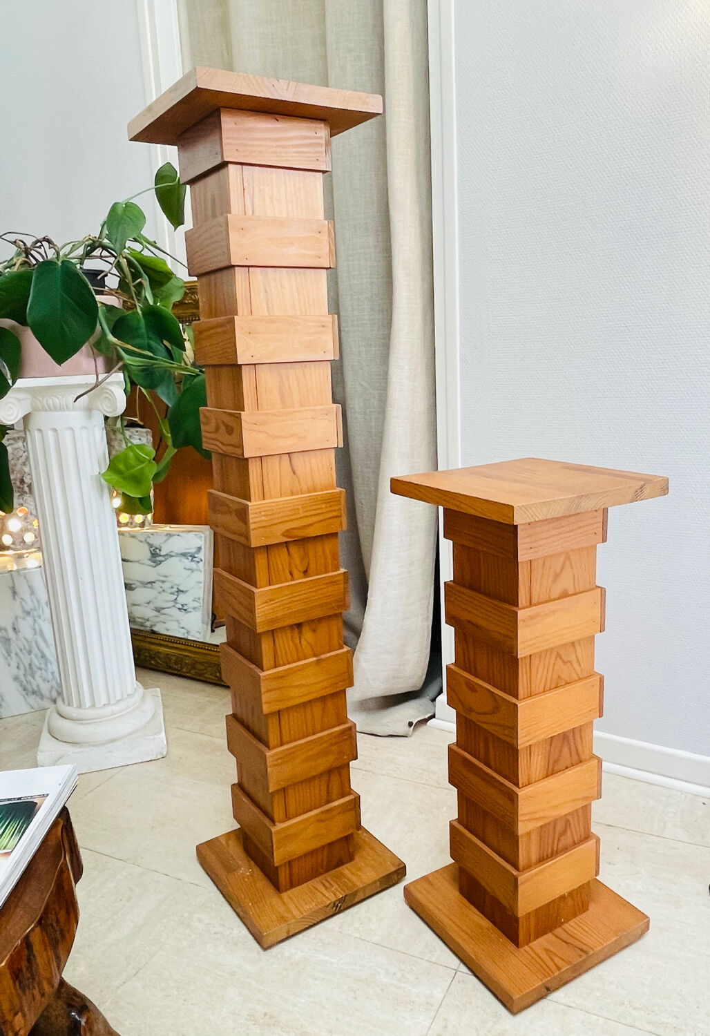 Designer wooden plant stand – 70s