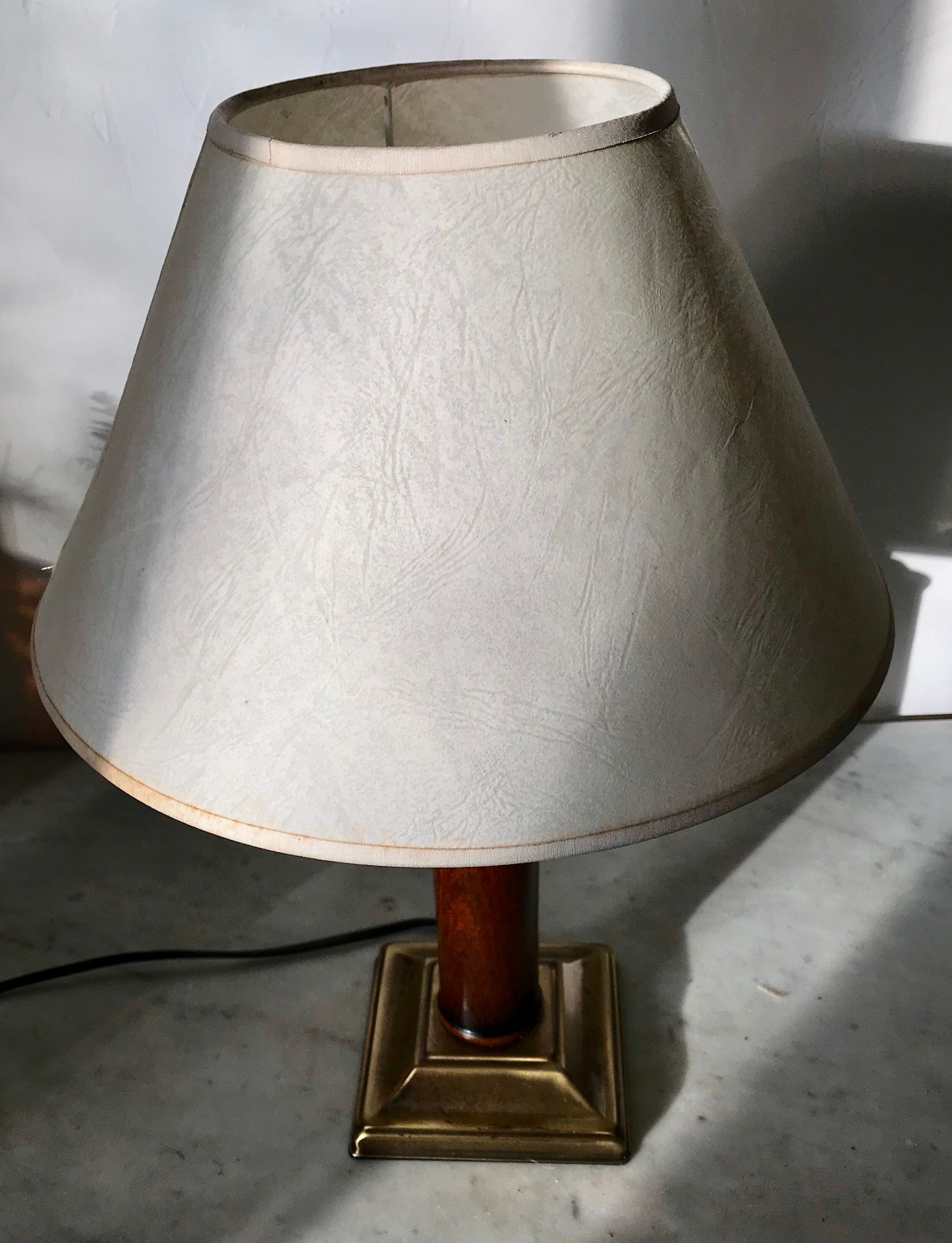 Brass and wood lamp