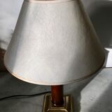 Brass and wood lamp