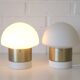 Pair of Mid Century Modern Bedside Lights Mushroom Milk Glass Lamps