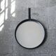 Black Leather Round Mirror