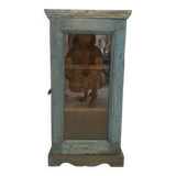 Small wall display case in blue lacquered teak