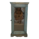 Small wall display case in blue lacquered teak