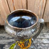 Vintage enamelled ceramic laying vase