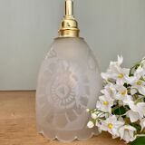 Vintage art deco tulip ride in frosted glass with flower designs