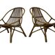 Ensemble vintage de 4 fauteuils club en rotin Rohe Noordwolde 1960