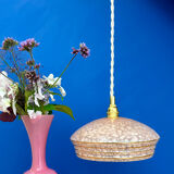 Vintage pink and gold clichy glass lampshade pendant light