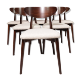 Ensemble de 6 chaises de salle à manger modernes, avec chaises de bureau en tissu bouclé blanc, chaises en bois de hêtre