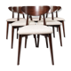 Ensemble de 6 chaises de salle à manger modernes, avec chaises de bureau en tissu bouclé blanc, chaises en bois de hêtre