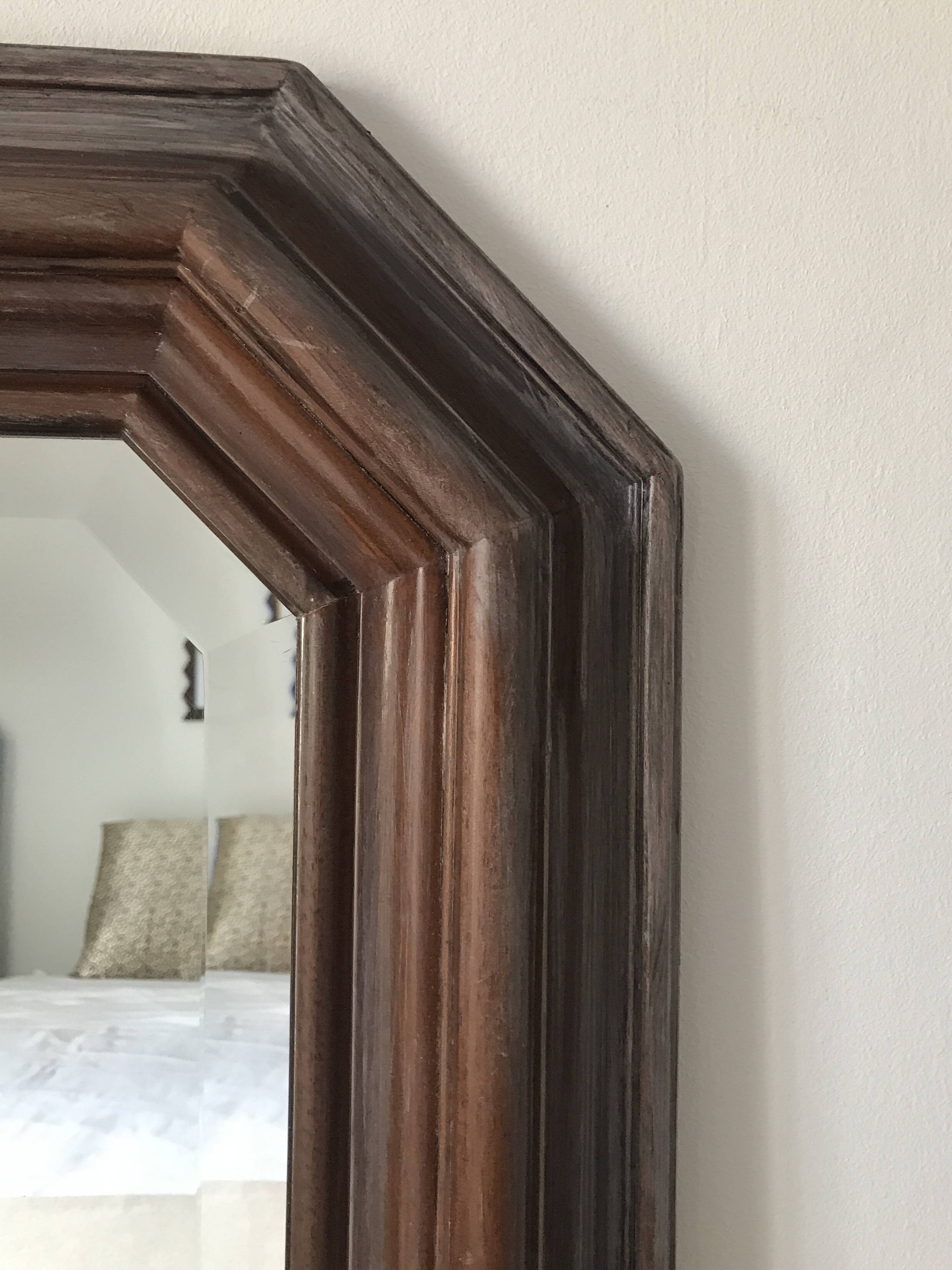 Beveled mirror with molded wooden frame - 87x67 cm