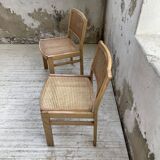 Pair of Baumann chairs beech and cannage