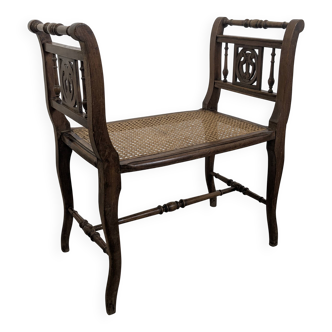 Napoleon III caned piano bench — bourgeois house spirit