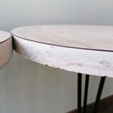 Pair of round vintage bistro tables, pedestal table