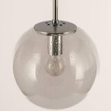Small Limburg chrome pendant light with clear glass globe, Germany, 1970s.