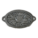 Art Deco period grey enamelled cast iron trivet