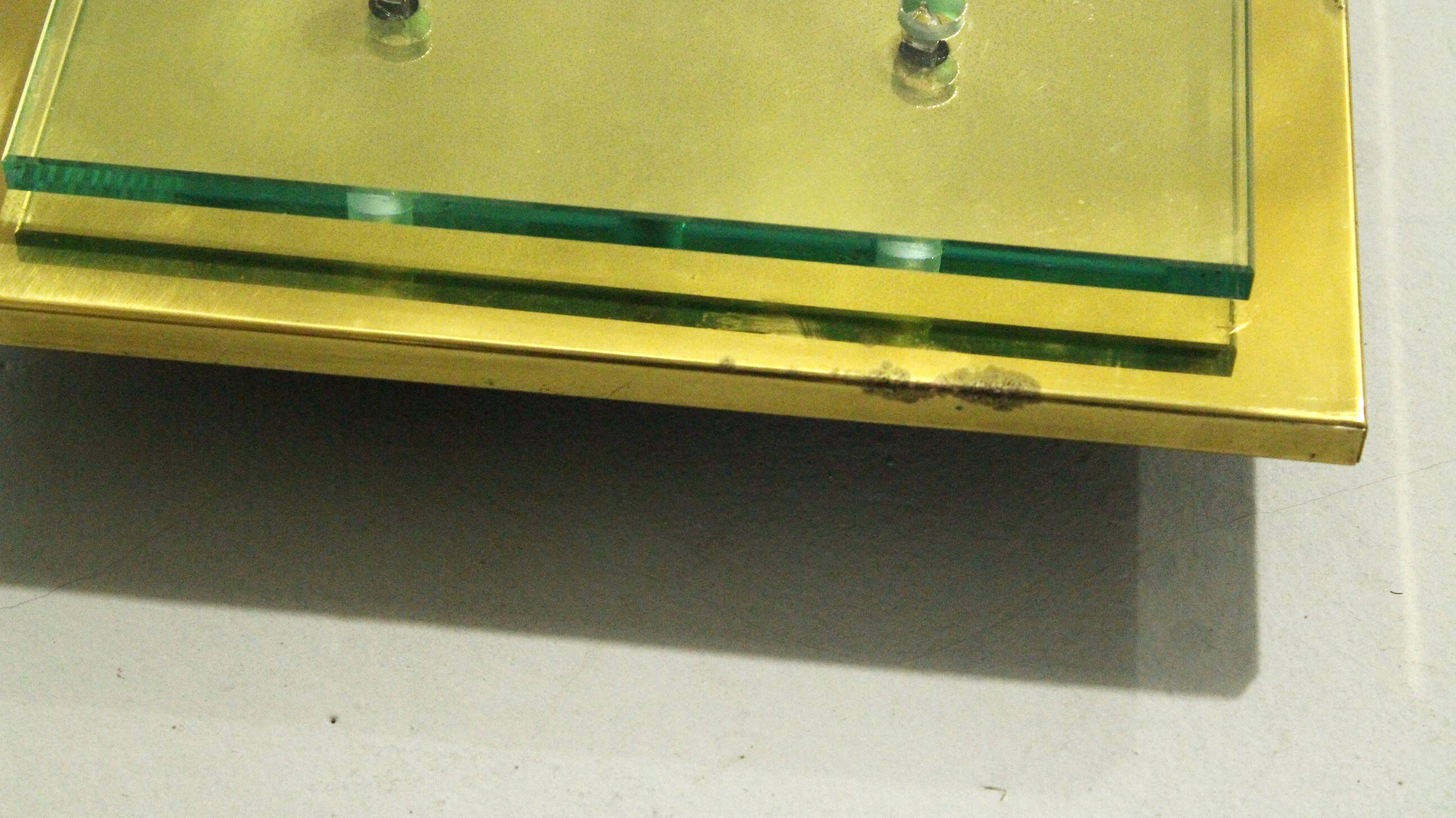 Brass and Glass Ceiling/ Wall Lamp by Hillebrand , 1990s