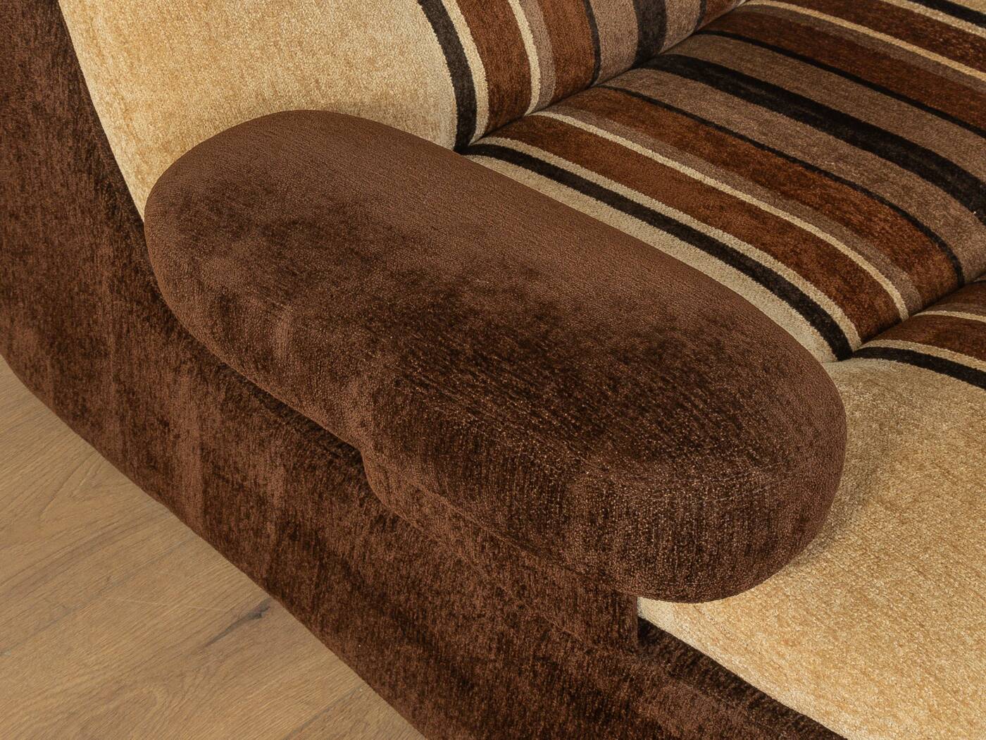 1970s Space Age armchair, velvet fabric, brown/beige.