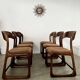 Set of 6 old baumann design sled chairs from the 60s wood and fabric