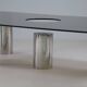 Table basse en métal chromé et verre fumé, Italie 1970