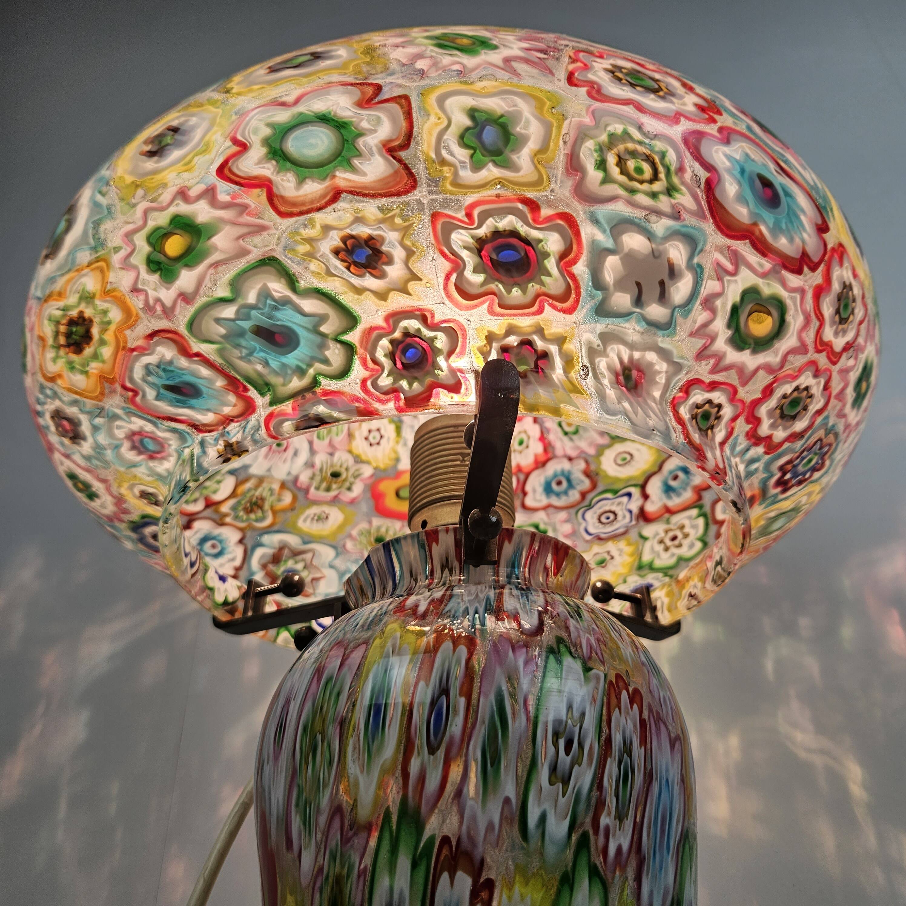 Fratelli Toso "Millefiore" Table Lamp in Murano Glass, Italy 1950's