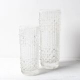 Set of 2 Vintage CandleWax Pressed Glass Vases / František Pečený / 1972