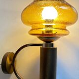 Vintage bubble glass brass applique