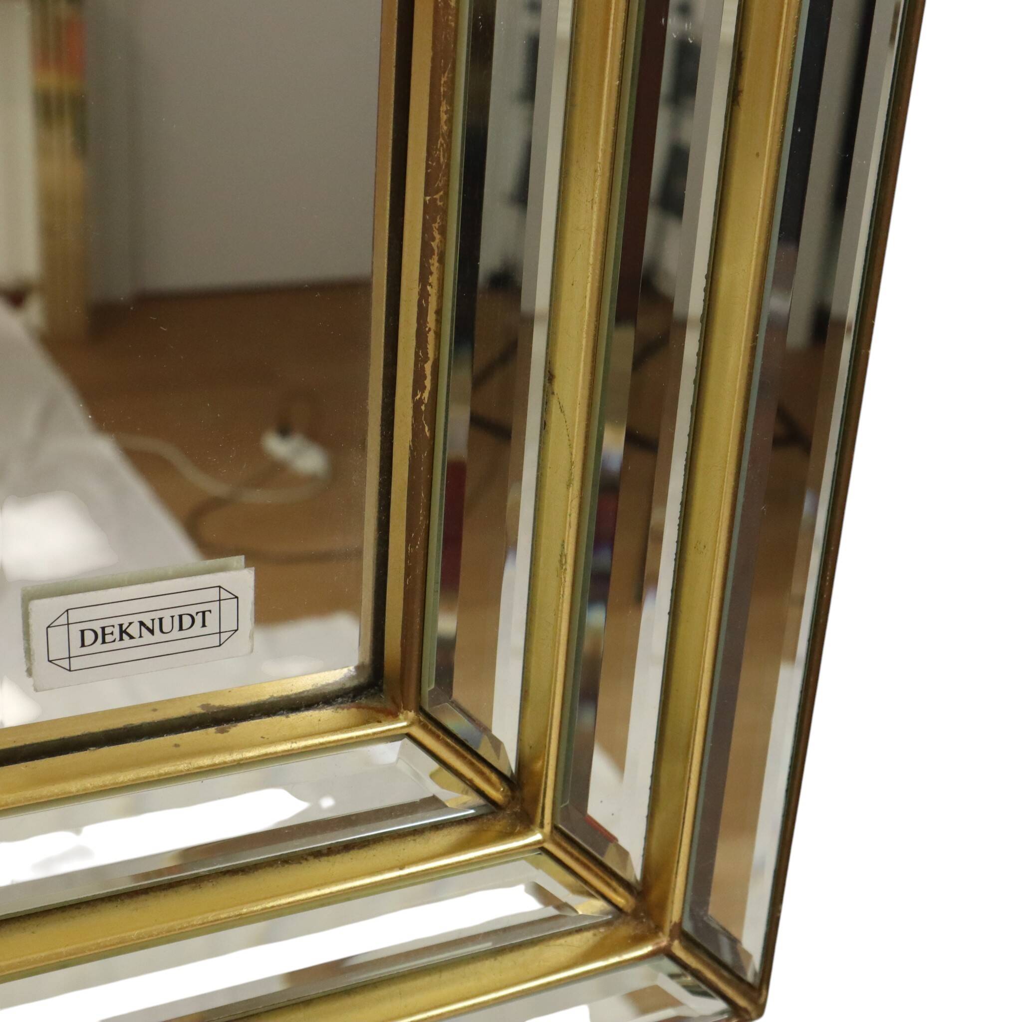 Miroir avec console argentés et dorés – Deknudt