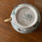 Creil et Montereau cup and saucer green and gold floral pattern