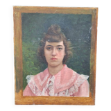Portrait of a young bourgeois woman on canvas