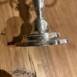Pair of candelabra, three silver-plated metal lights