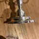 Pair of candelabra, three silver-plated metal lights