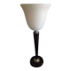 Black lacquered wood and white opaline lamp