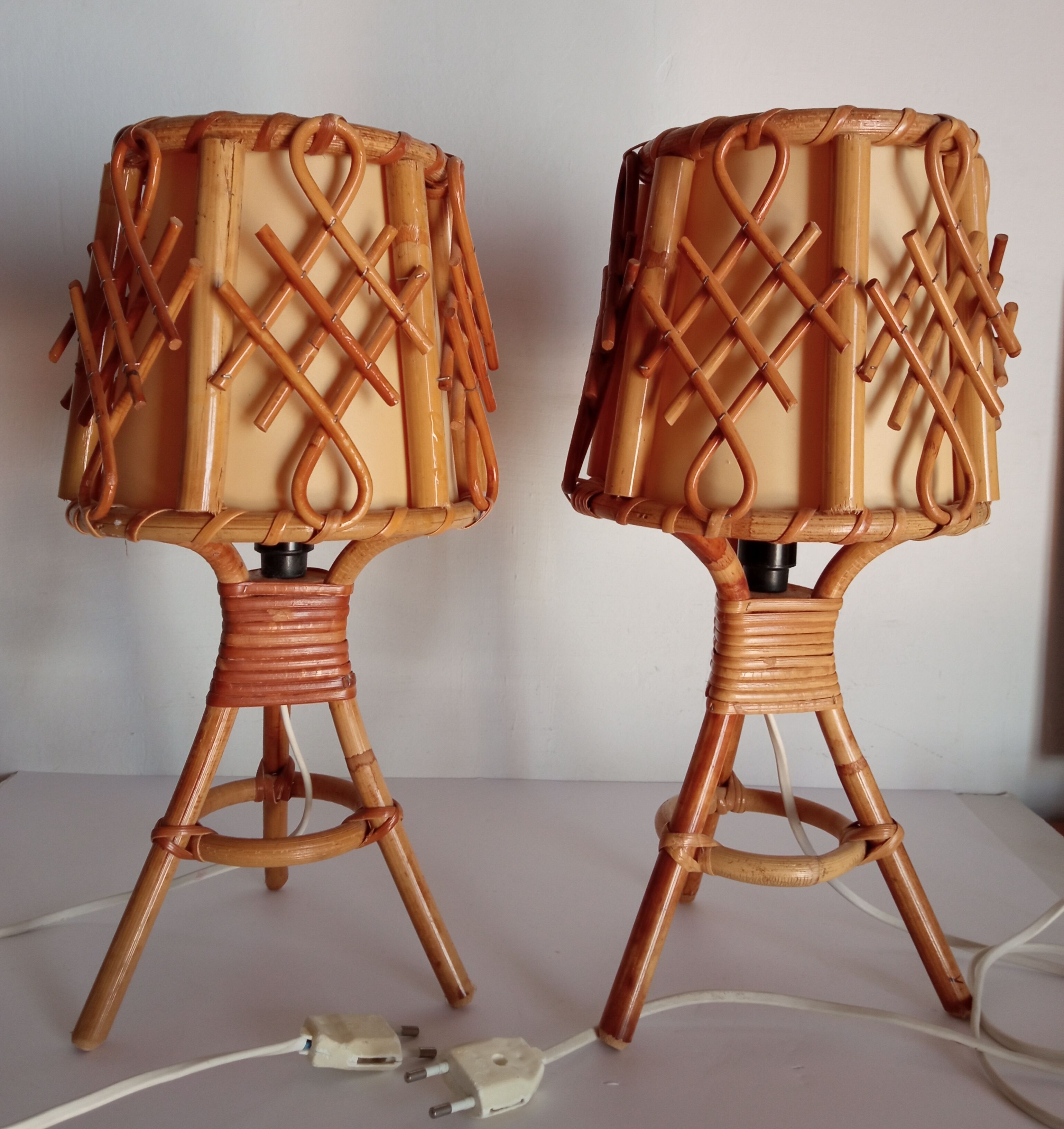 Paire de lampes en bambou