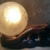 Ceramic lizard lamp and globe