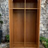Vintage rattan and woven wicker wardrobe 1970s