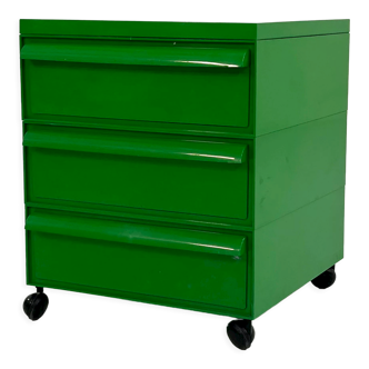 Green box with 3 drawers model "4601" on wheels by Simon Fussell for Kartell, 1970