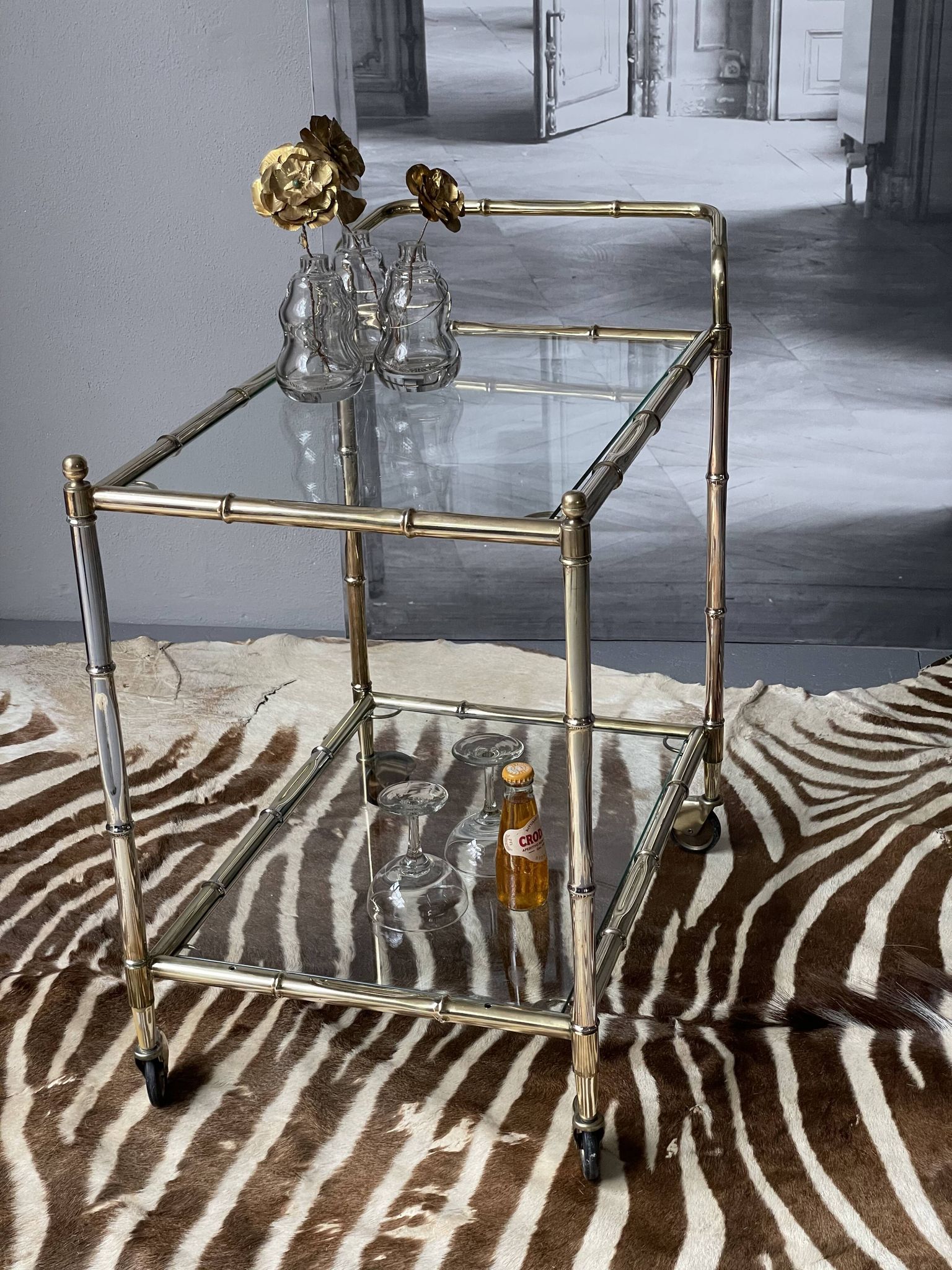 Vintage Golden Bar Cart