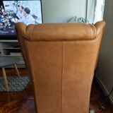 Cherry and leather armchair