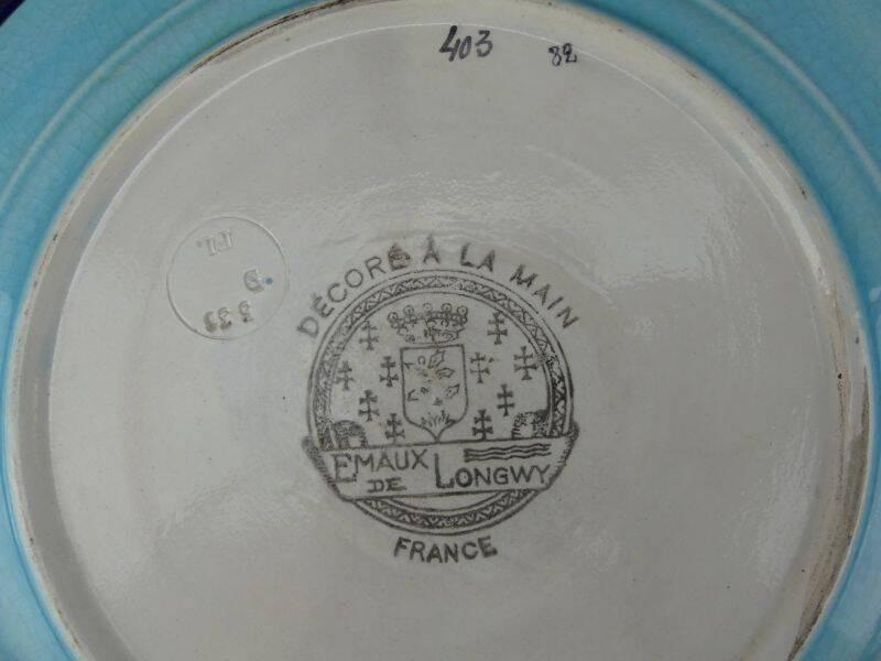 Decorative plate in Longwy enamels