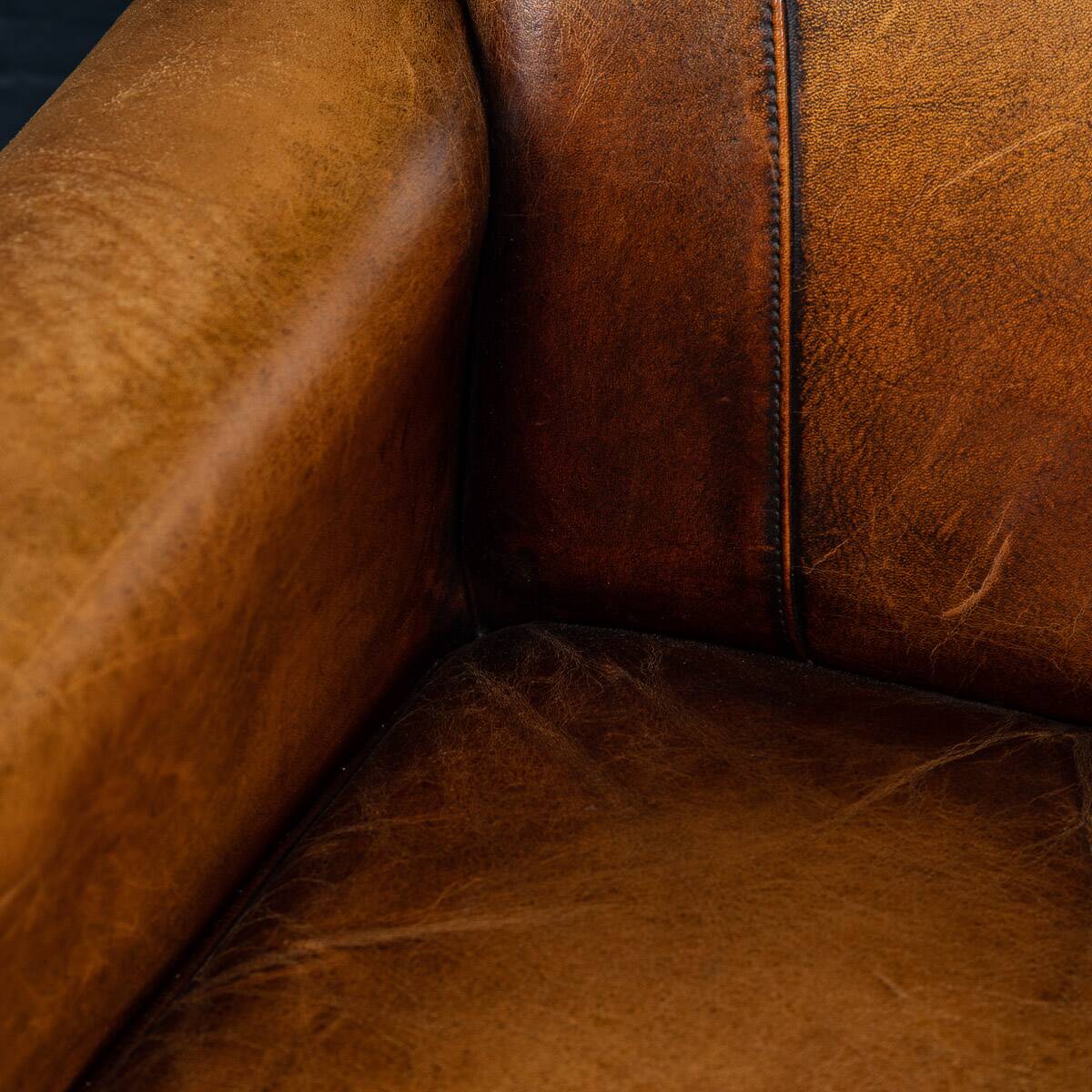 Vintage 20thc pair of dutch leather club chairs c.1980
